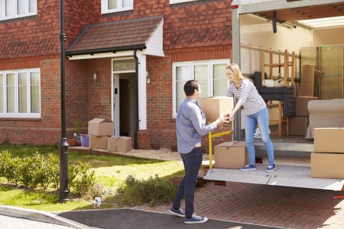 Removal team planning a move in a Docklands apartment area