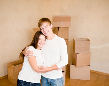 Furniture and boxes being transported during a house move in Docklands