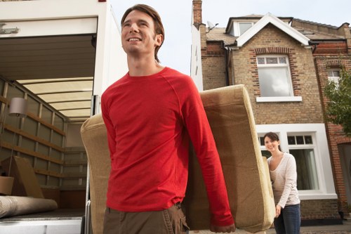 Furniture moving in a Docklands high-rise building