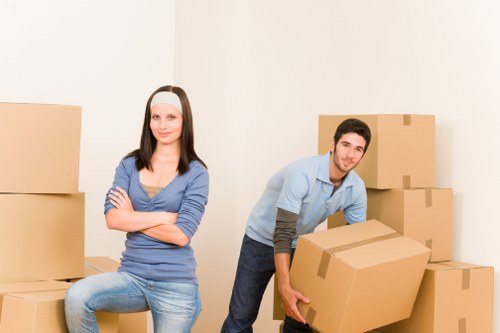 Prepared boxes and furniture ready for a Docklands van move