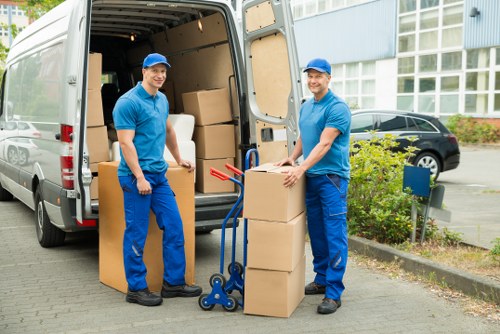 A local team preparing for office relocation services in Docklands