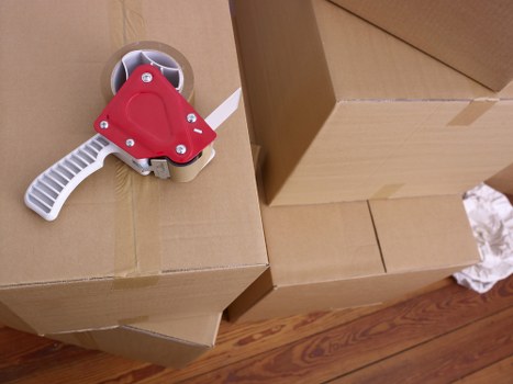 Packed boxes and loading equipment for a Docklands removal