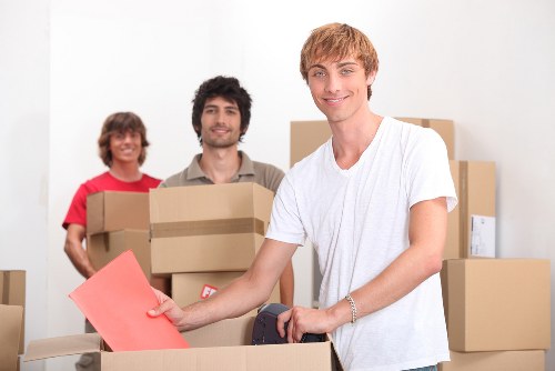 Furniture and boxes being loaded for a Docklands relocation